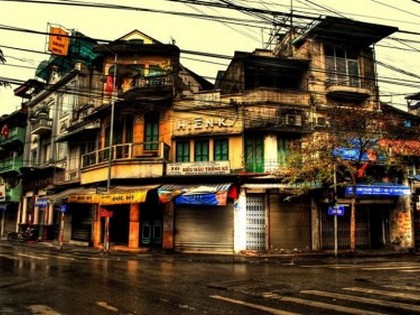 A corner of Hanoi Old Quarter with mixture of East and West